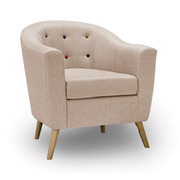 Hudson Chair With Buttons Beige (Contemporary)