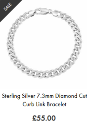 Silver mens curb bracelet